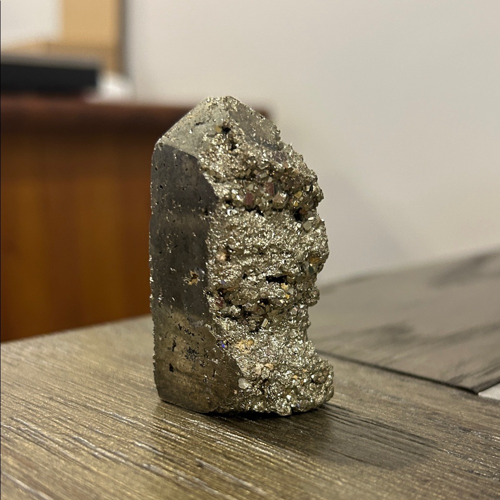 Natural Pyrite Crystal Cluster tower- Metallic Gold